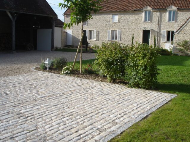 pavage ancien pavés de rue récupération granit Acti Sud Paysage paysagiste Dijon